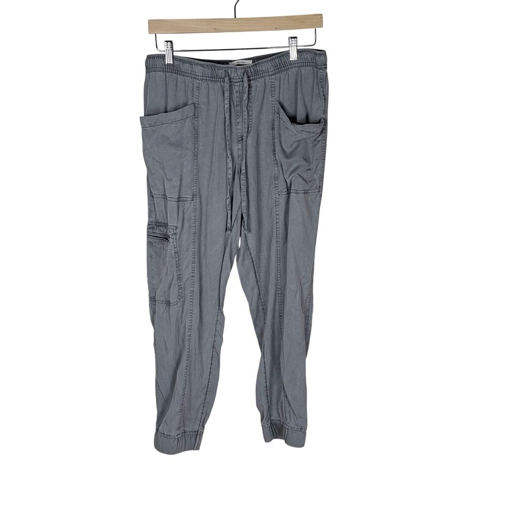 Nicole Miller New York Gray Cargo Joggers Womens L Drawstring Utility Pant